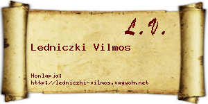 Ledniczki Vilmos névjegykártya